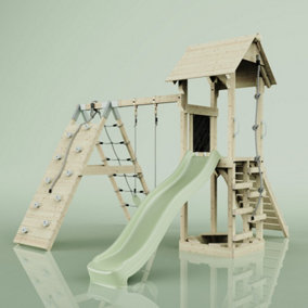 PolarPlay Tower Kids Wooden Climbing Frame with Swing and Slide - Climb & Swing Tyra Sage