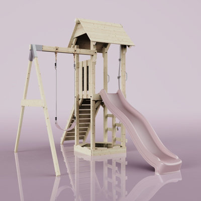 PolarPlay Tower Kids Wooden Climbing Frame with Swing and Slide - Swing ...