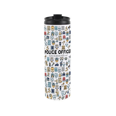 Police Officer Travel Mug - Funny Policeman/Policewoman Gifts - Stainless Steel Double-Walled Hot/Cold Drinks Travel Flask