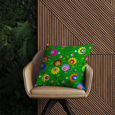 Polish Folk Floral Outdoor Cushion 60cm x 60cm