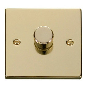 Polished Brass 1 Gang 2 Way LED 100W Trailing Edge Dimmer Light Switch - SE Home