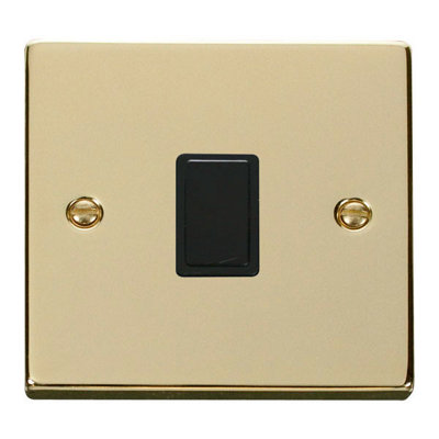 Polished Brass 1 Gang 20A DP Switch - Black Trim - SE Home