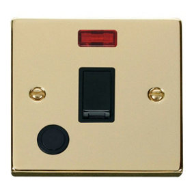 Polished Brass 1 Gang 20A DP Switch With Flex With Neon - Black Trim - SE Home