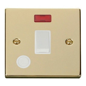 Polished Brass 1 Gang 20A DP Switch With Flex With Neon - White Trim - SE Home