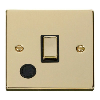 Polished Brass 1 Gang 20A Ingot DP Switch With Flex - Black Trim - SE Home