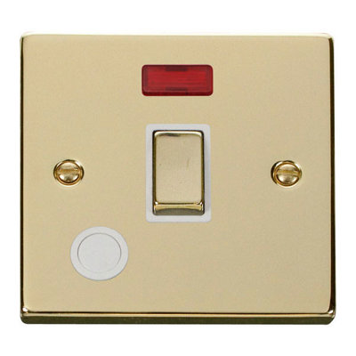 Polished Brass 1 Gang 20A Ingot DP Switch With Flex With Neon - White Trim - SE Home