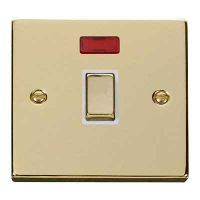 Polished Brass 1 Gang 20A Ingot DP Switch With Neon - White Trim - SE Home