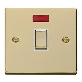 Polished Brass 1 Gang 20A Ingot DP Switch With Neon - White Trim - SE Home