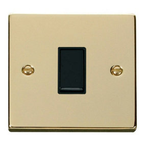 Polished Brass 10A 1 Gang 2 Way Light Switch - Black Trim - SE Home