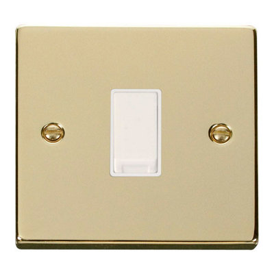 Polished Brass 10A 1 Gang 2 Way Light Switch - White Trim - SE Home