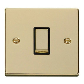Polished Brass 10A 1 Gang Intermediate Ingot Light Switch - Black Trim - SE Home