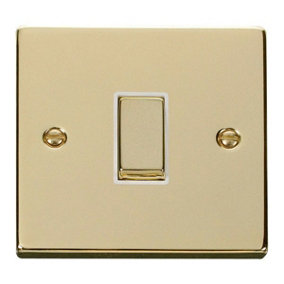 Polished Brass 10A 1 Gang Intermediate Ingot Light Switch - White Trim - SE Home