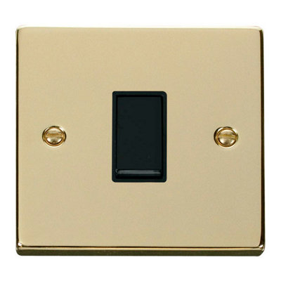 Polished Brass 10A 1 Gang Intermediate Light Switch - Black Trim - SE Home