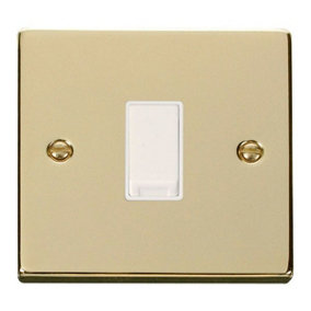 Polished Brass 10A 1 Gang Intermediate Light Switch - White Trim - SE Home