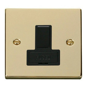 Polished Brass 13A Fused Connection Unit Switched - Black Trim - SE Home