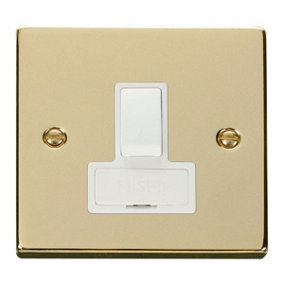 Polished Brass 13A Fused Connection Unit Switched - White Trim - SE Home