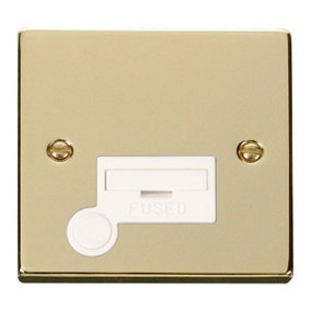 Polished Brass 13A Fused Connection Unit With Flex - White Trim - SE Home