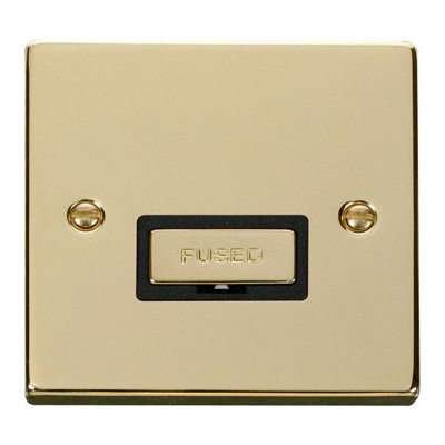 Polished Brass 13A Fused Ingot Connection Unit - Black Trim - SE Home