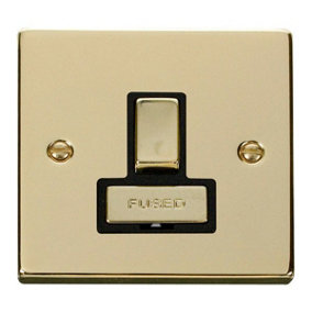 Polished Brass 13A Fused Ingot Connection Unit Switched - Black Trim - SE Home