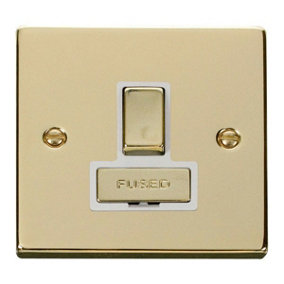 Polished Brass 13A Fused Ingot Connection Unit Switched - White Trim - SE Home