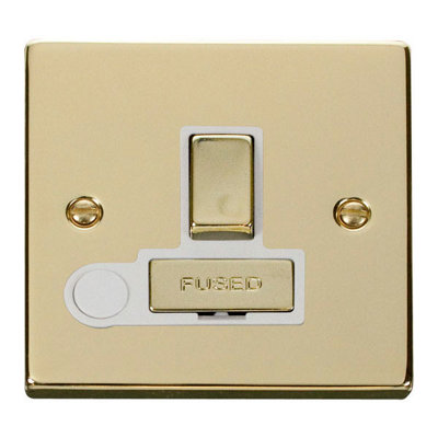 Polished Brass 13A Fused Ingot Connection Unit Switched With Flex - White Trim - SE Home Price Comparisons | Compare The Build