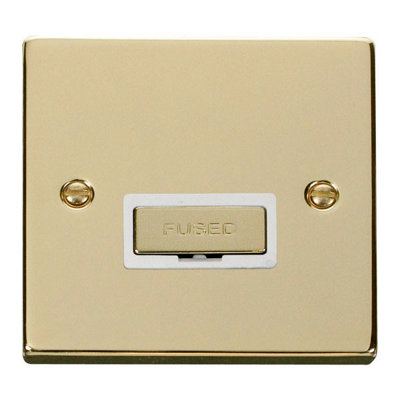 Polished Brass 13A Fused Ingot Connection Unit - White Trim - SE Home
