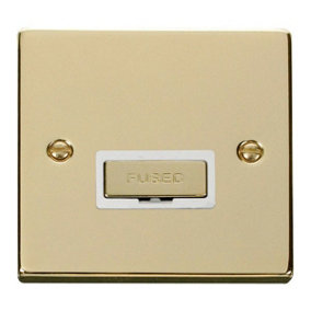 Polished Brass 13A Fused Ingot Connection Unit - White Trim - SE Home