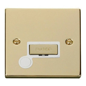 Polished Brass 13A Fused Ingot Connection Unit With Flex - White Trim - SE Home