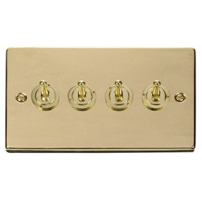 Polished Brass 4 Gang 2 Way 10AX Toggle Light Switch - SE Home