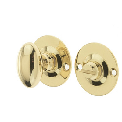 Polished Brass Bathroom Turn & Release Set for Deadbolts with 5mm Spindle - Toilet Thumturn Lock