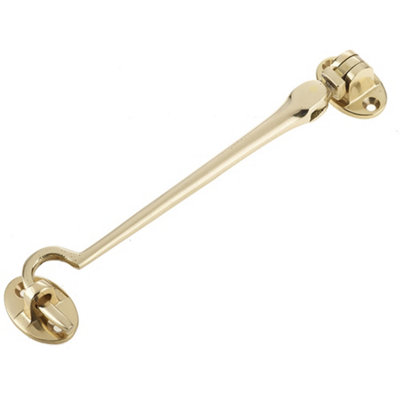 Polished Brass Cabin Hook 150mm for Home and Office Use - Hook & Eye Arm Lock