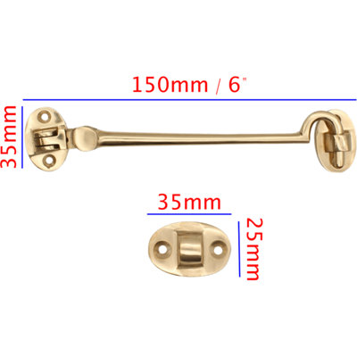Polished Brass Cabin Hook And Eye 150mm