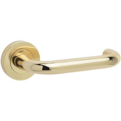 Polished Brass Door Handle on Rose for Homes and Businesses - Interior Handle