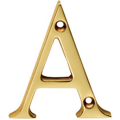 Polished Brass Door Letter A 53mm Height 4mm Depth House Letter Plaque ...