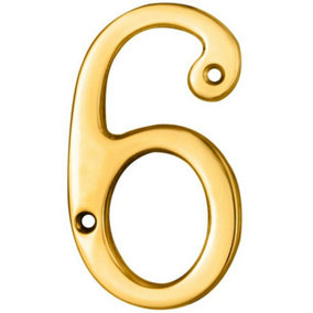 Polished Brass Door Number 6/9 75mm Height 4mm Depth House Numeral Plaque