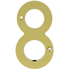 Polished Brass Door Number 8 75mm Height 4mm Depth House Numeral Plaque