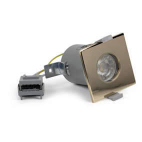 Polished Brass GU10 Square Fire Rated Downlight - IP65 - SE Home