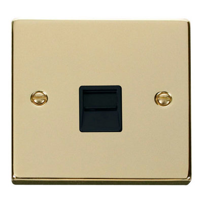 Polished Brass Master Telephone Single Socket - Black Trim - SE Home