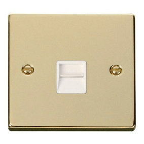 Polished Brass Master Telephone Single Socket - White Trim - SE Home
