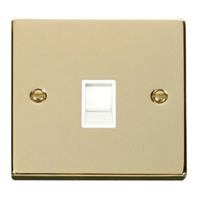 Polished Brass Rj11 Socket - White Trim - SE Home