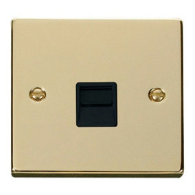 Polished Brass Secondary Telephone Single Socket - Black Trim - SE Home