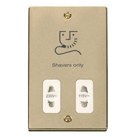 Polished Brass Shaver Socket 115v/230v - White Trim - SE Home