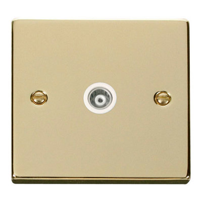 Polished Brass Single Isolated Coaxial Socket - White Trim - SE Home
