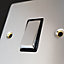 Polished Chrome 1 Gang 13A DP Ingot Switched Plug Socket - Black Trim - SE Home
