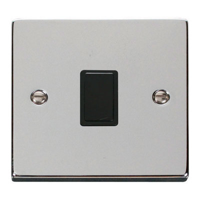 Polished Chrome 1 Gang 20A DP Switch - Black Trim - SE Home