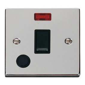 Polished Chrome 1 Gang 20A DP Switch With Flex With Neon - Black Trim - SE Home