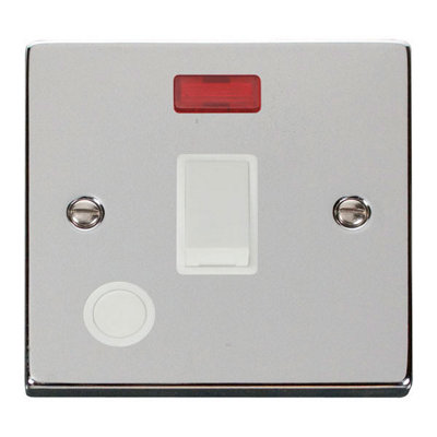 Polished Chrome 1 Gang 20A DP Switch With Flex With Neon - White Trim - SE Home