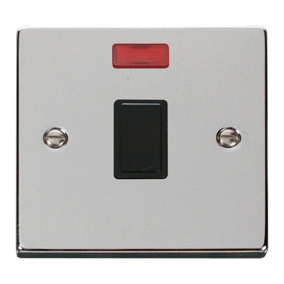 Polished Chrome 1 Gang 20A DP Switch With Neon - Black Trim - SE Home