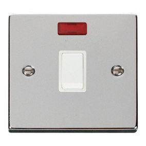 Polished Chrome 1 Gang 20A DP Switch With Neon - White Trim - SE Home