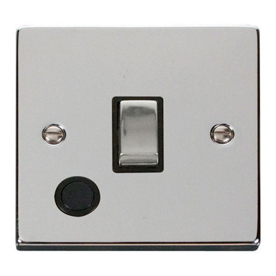 Polished Chrome 1 Gang 20A Ingot DP Switch With Flex - Black Trim - SE Home